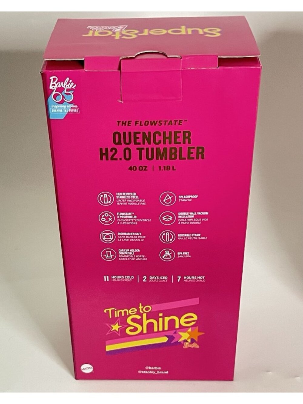 Stanley x Barbie SuperStar 40oz Quencher H20 Tumbler 65th Anniversary NIB 70's - Picture 8 of 9